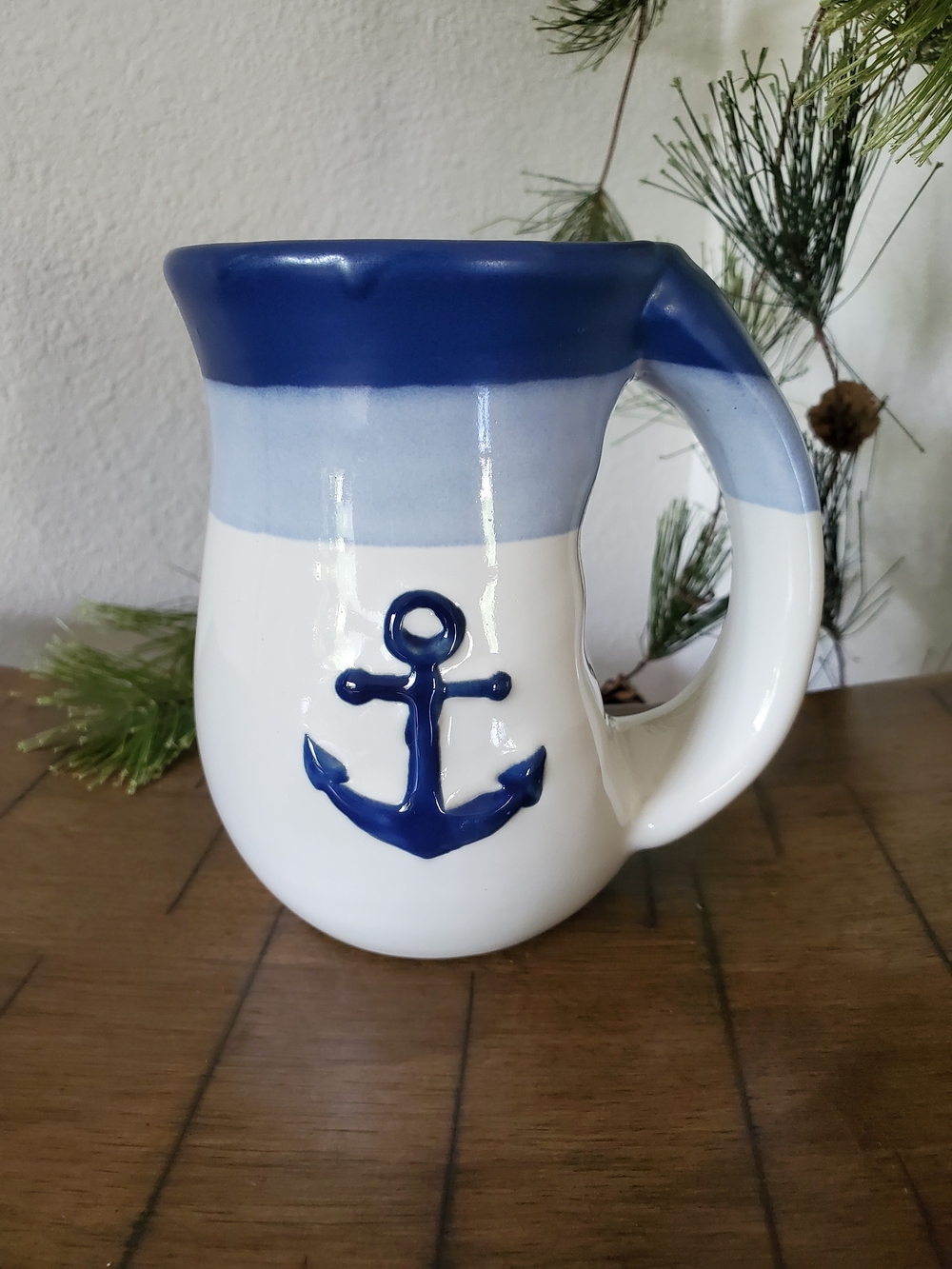 DEI Anchor Cozy Hand Warmer Mug Blue Ceramic Coastal Ship